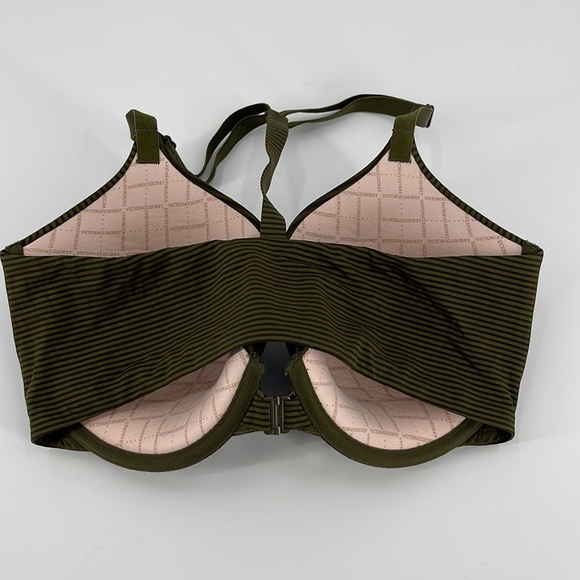Victoria's Secret Racerback Semi-Demi Green black striped Women's Bra Size 34DD - Picture 4 of 4